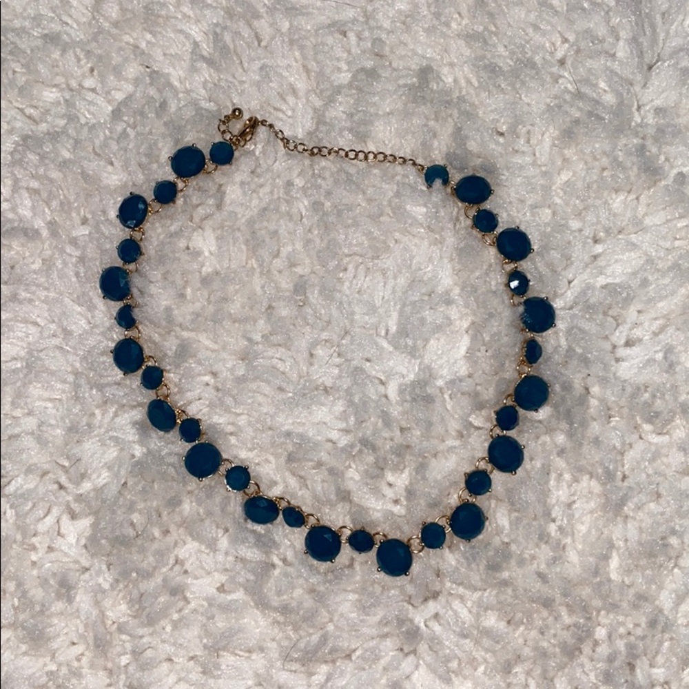 Blue And Gold Gem Necklace